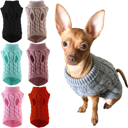Winter Warm Turtleneck Sweater for Small Dogs & Cats - The Pawfect Tails